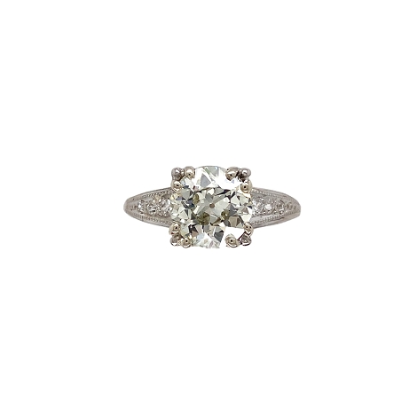 Platinum Ring with Large Round GIA Certified 1.59ct Diamond Center   j7644